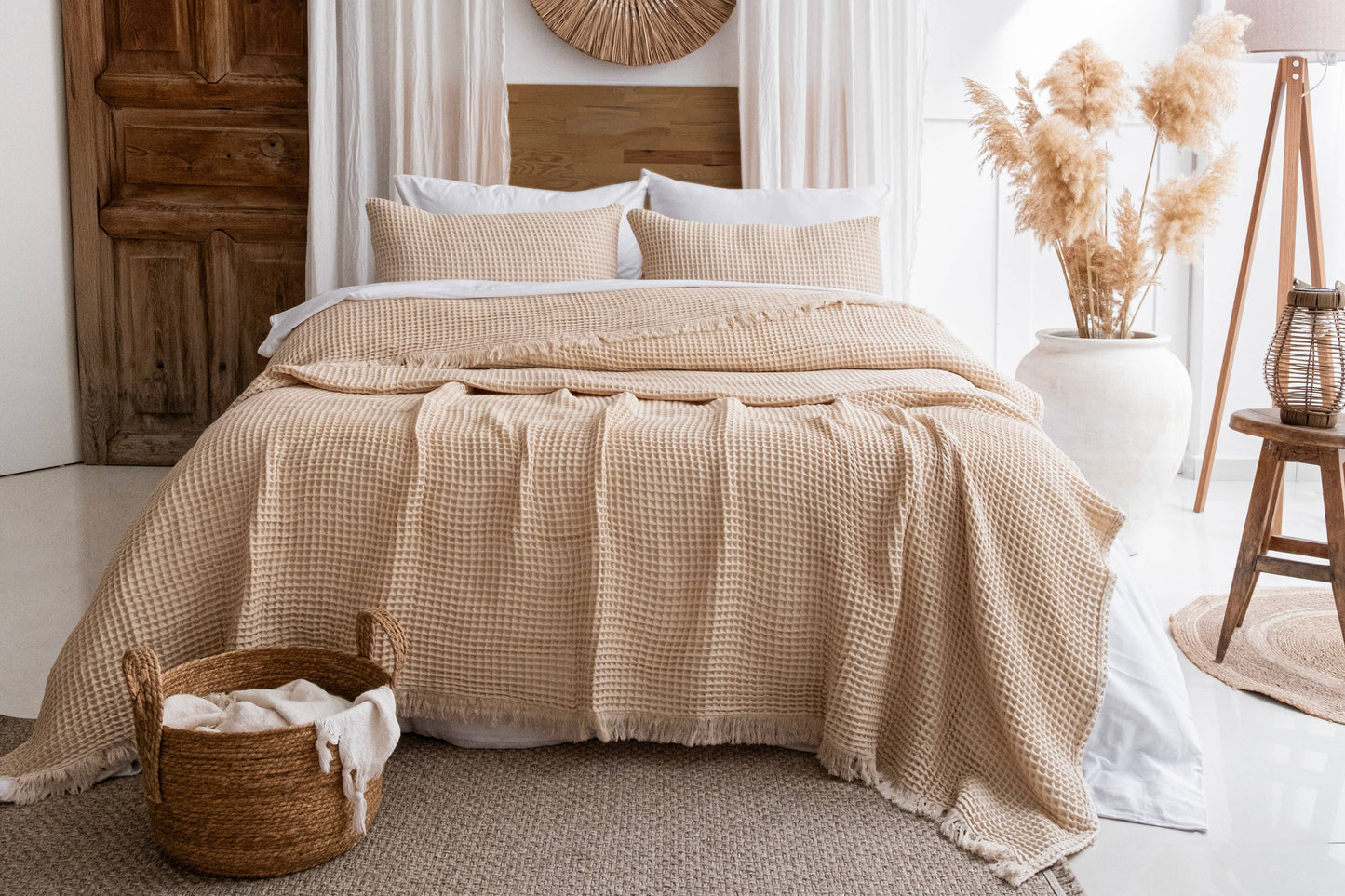 Naturloom - GOTS Certified Organic Cotton Waffle Blanket, Turkish Cotton Bedspread