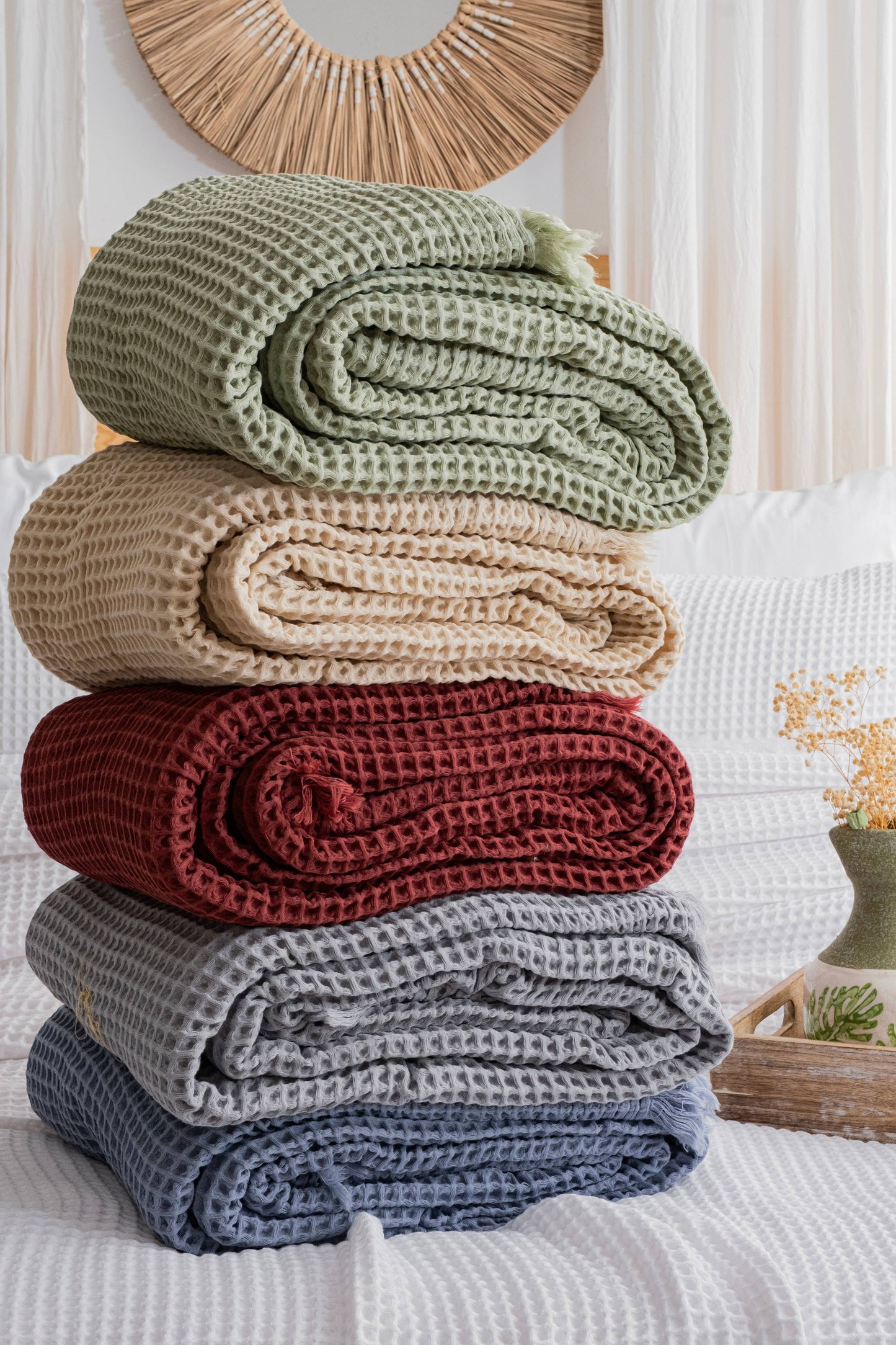 Naturloom - GOTS Certified Organic Cotton Waffle Blanket, Turkish Cotton Bedspread