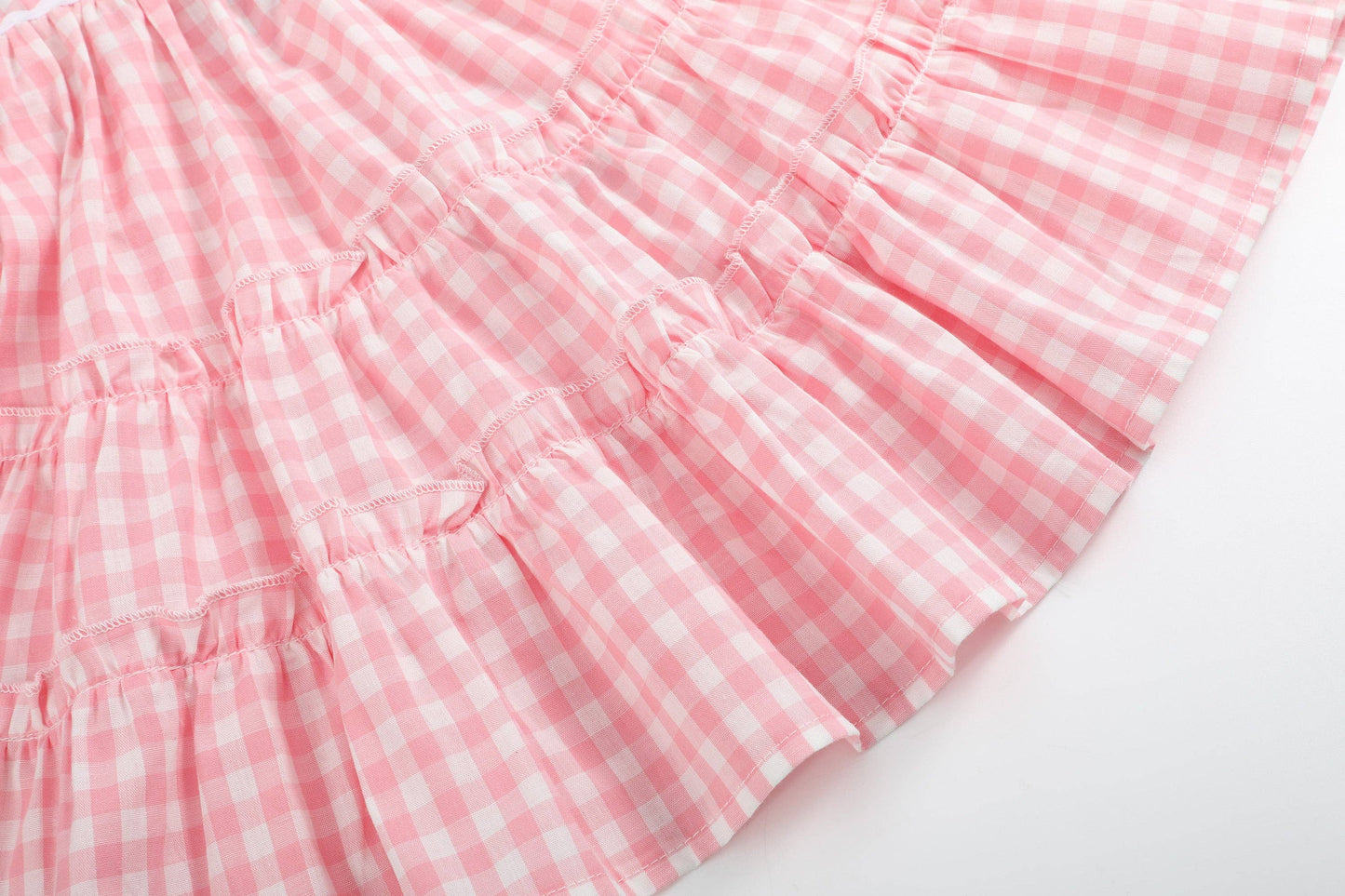 Lil Cactus - Pink Gingham Check Layered Sundress