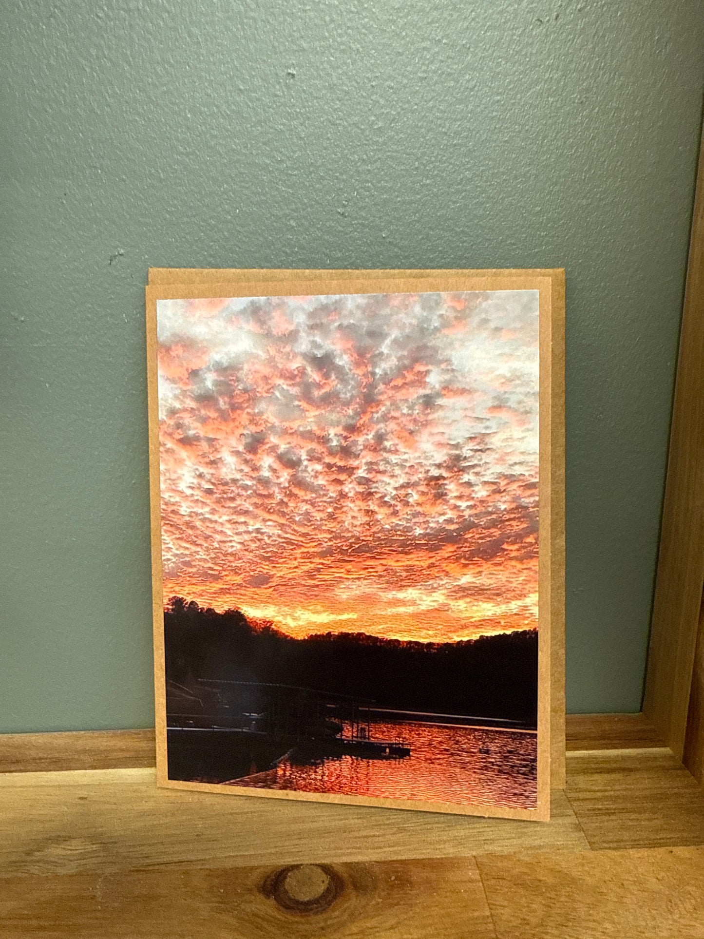 Norris Lake Photo Card sunset sky explosion