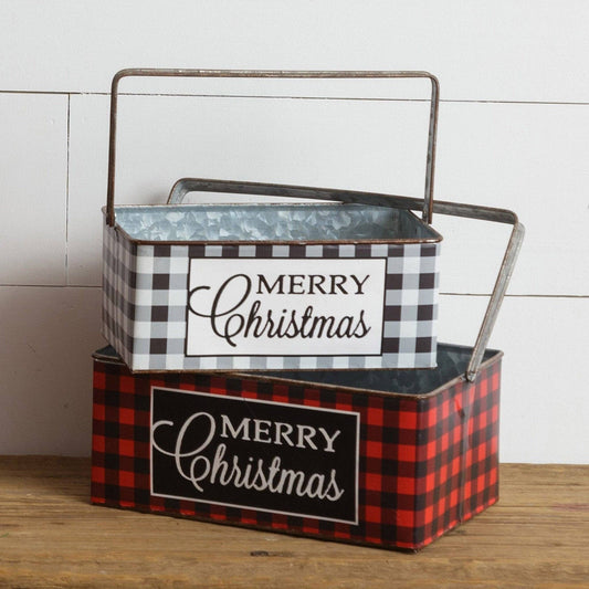 Audrey's Home & Gift - Perfectly Plaid - Nested Containers (Set Of 02)