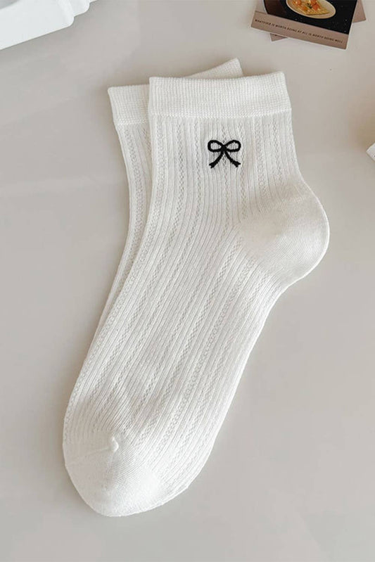 Aapparella - White Bow Knot Ankle Socks