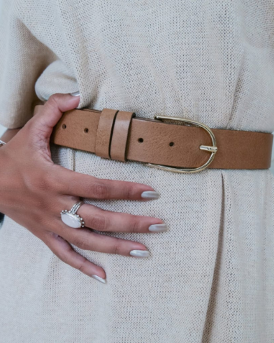 Amsterdam Heritage Leather Belts, Bags, Jackets & Apparel - Drika | Gold Buckle Smart Full Grain Leather Belt Women
