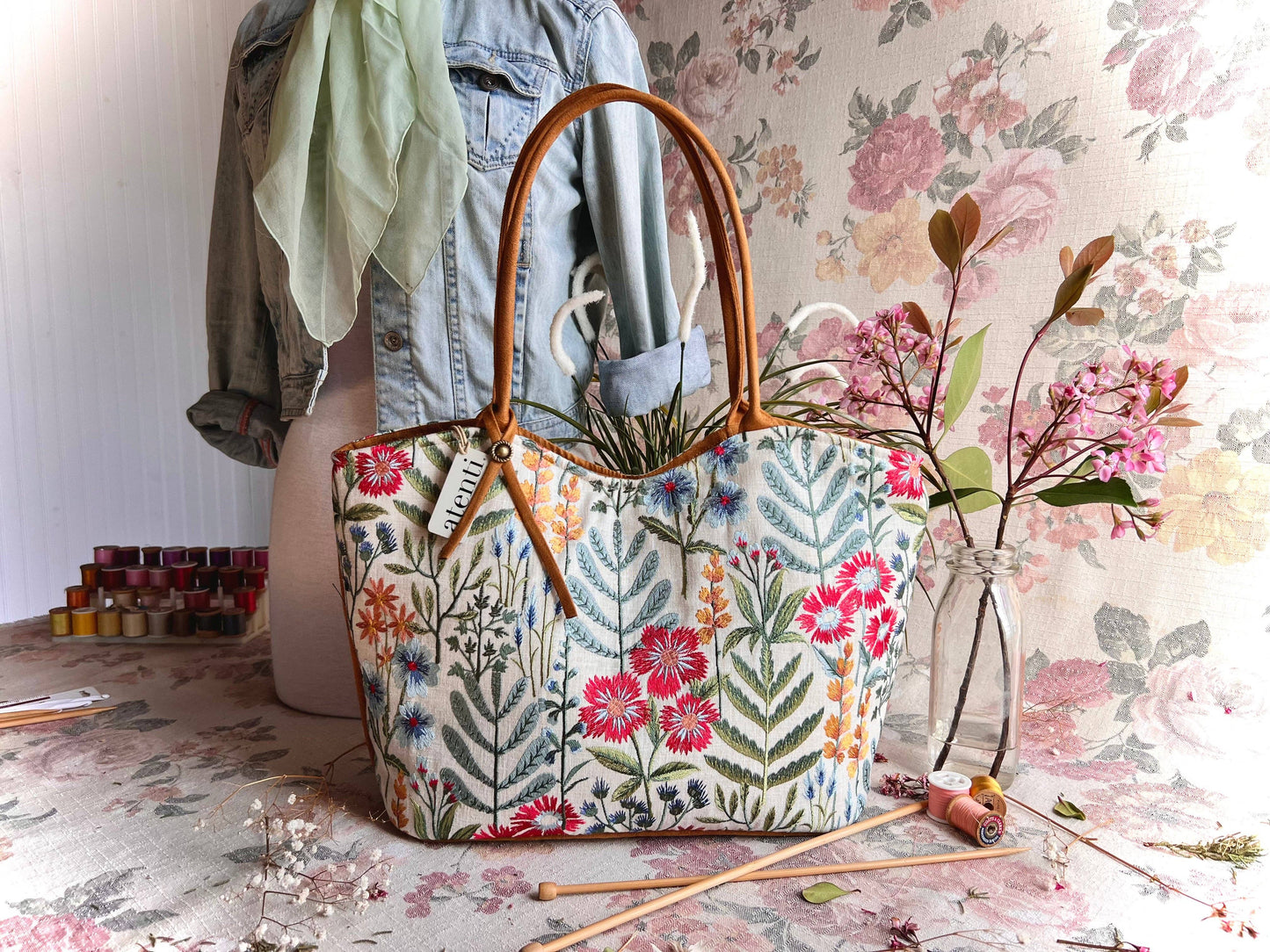 Atenti - Wildflower Lolita: USA Made, Handbag with Matching Pouch