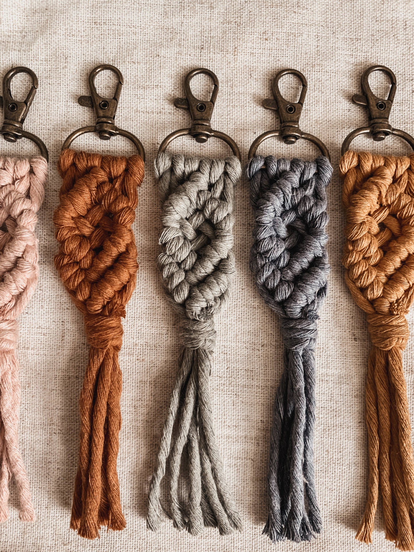 Offhand Fibers - Neutrals Macrame Keychain | Bag Charm