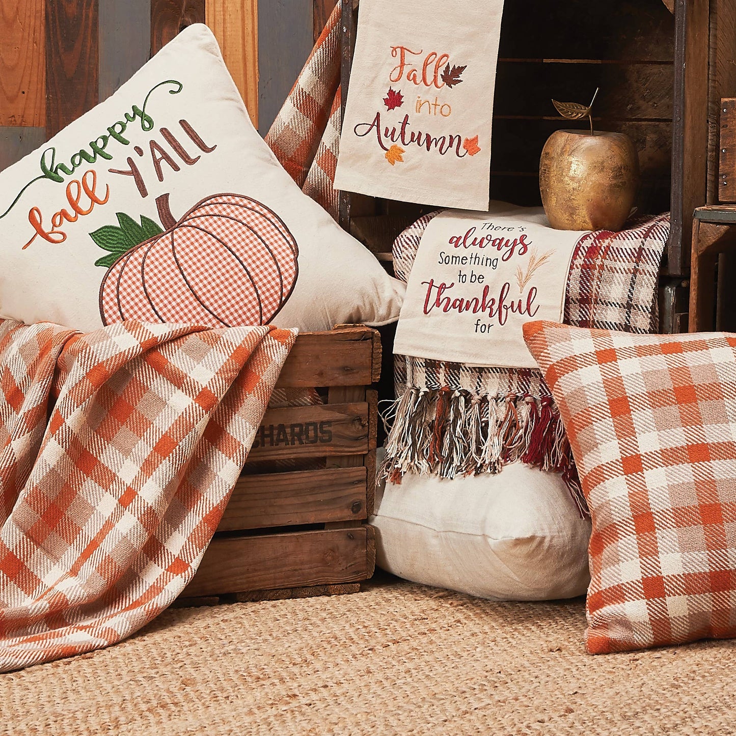 C&F Home - Fall/Harvest Dunmore Orange Check Throw Blanket