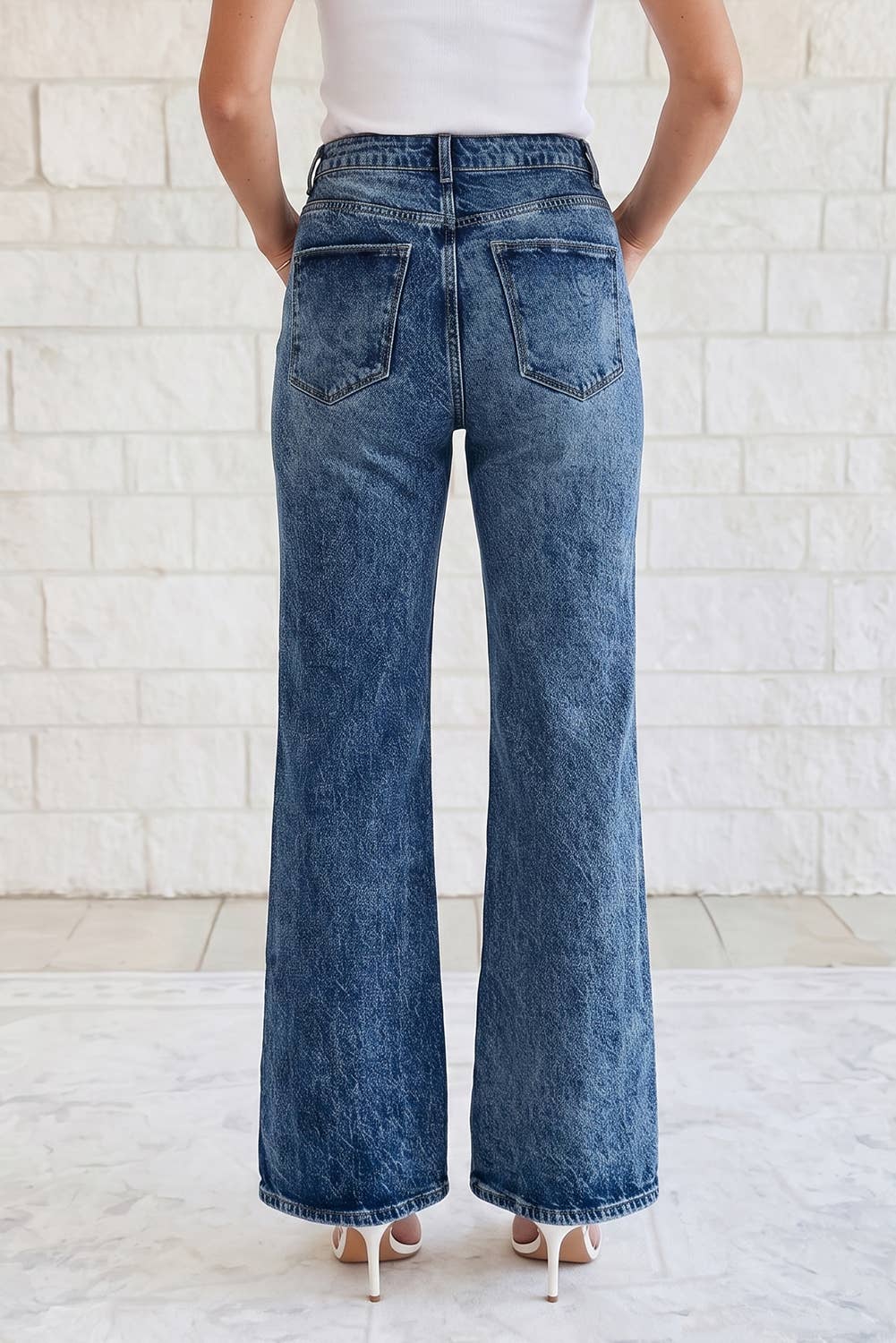 1 the Woman - Acid Wash Pocket Detail Flare Jeans