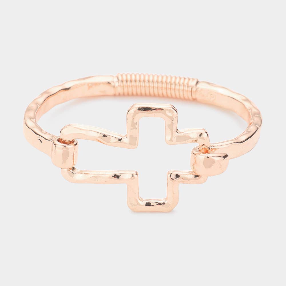 Sensibling Corp. - Hammered Open Metal Cross Hook Bracelet