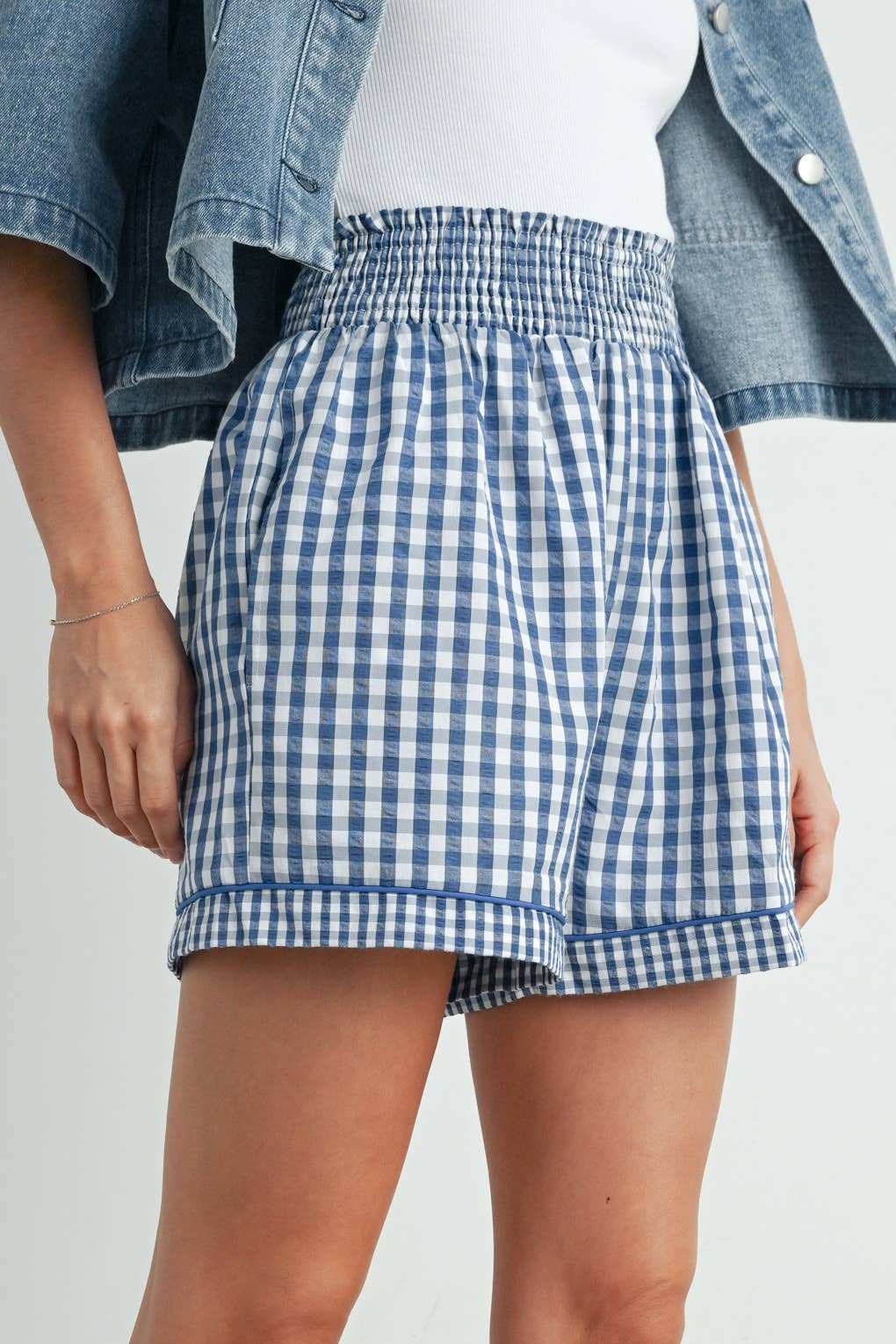 BUTTERMELON - Garterized Gingham Shorts - BMP7658