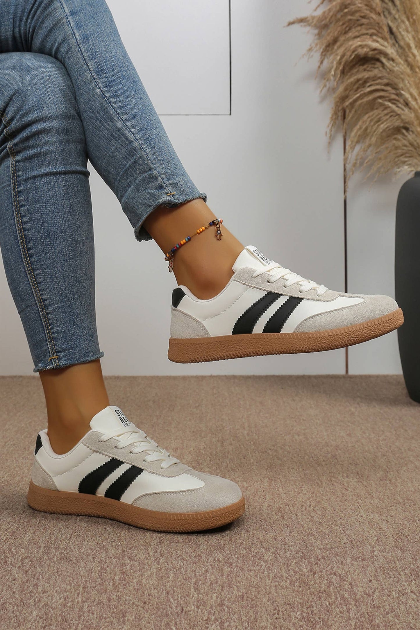 Little Daisy Closet - LDC Varsity Color Block Patchwork PU Leather Lace Up Shoes