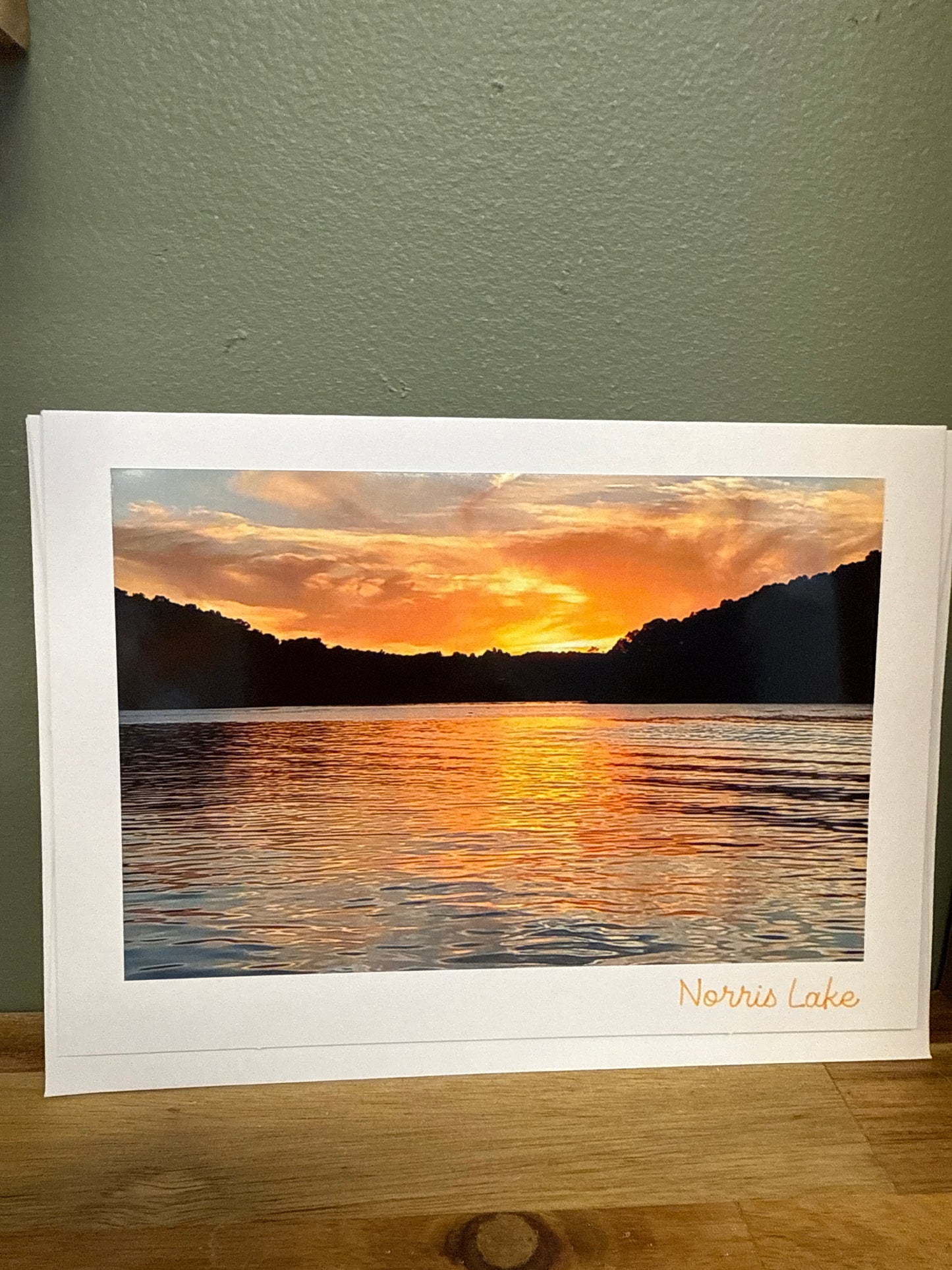 Norris Lake Sunset Card orange