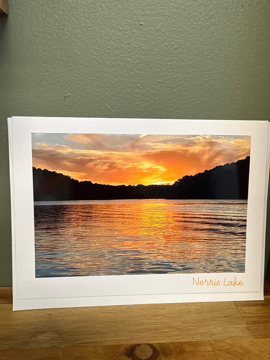 Norris Lake Sunset Card orange