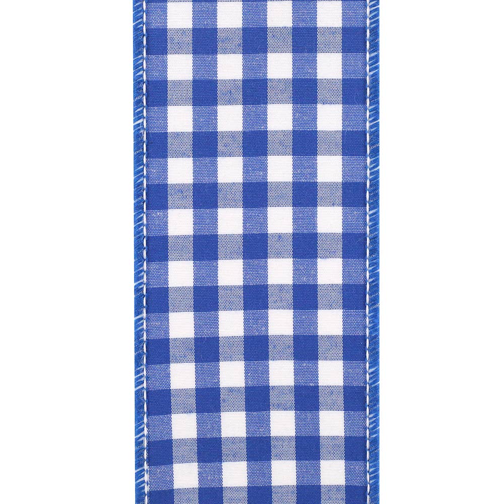 RELIANT RIBBON - Gingham Cobalt Wired Edge, Blue, 2-1/2 In, 10 Yards