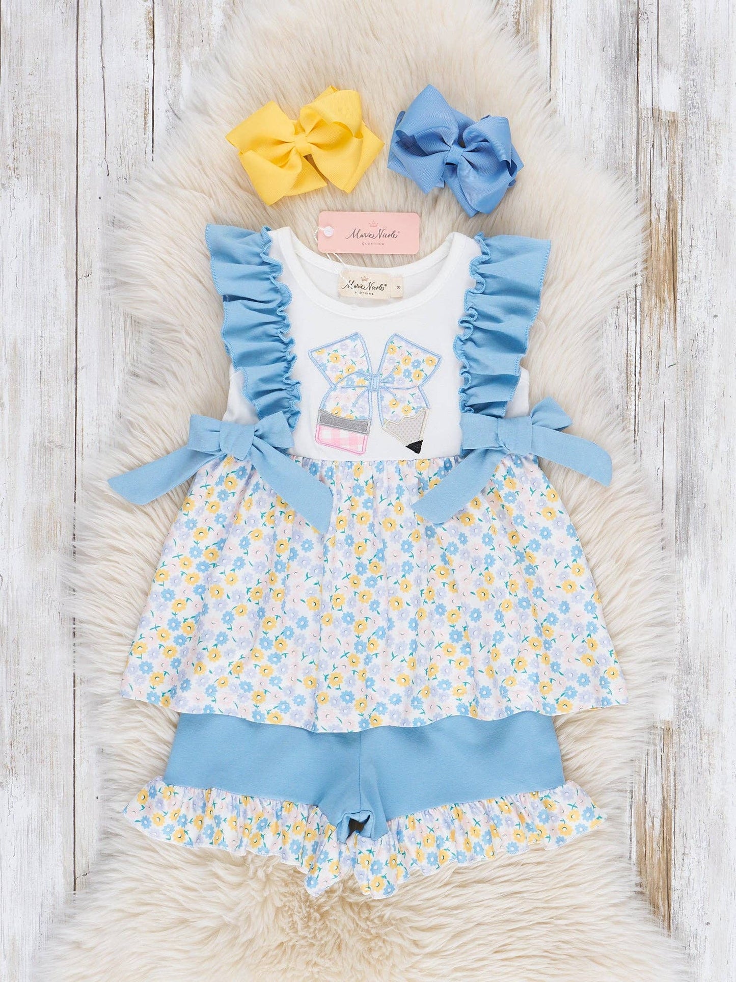 Marie Nicole Clothing - Ruffle Floral Bow Pencil Outfit