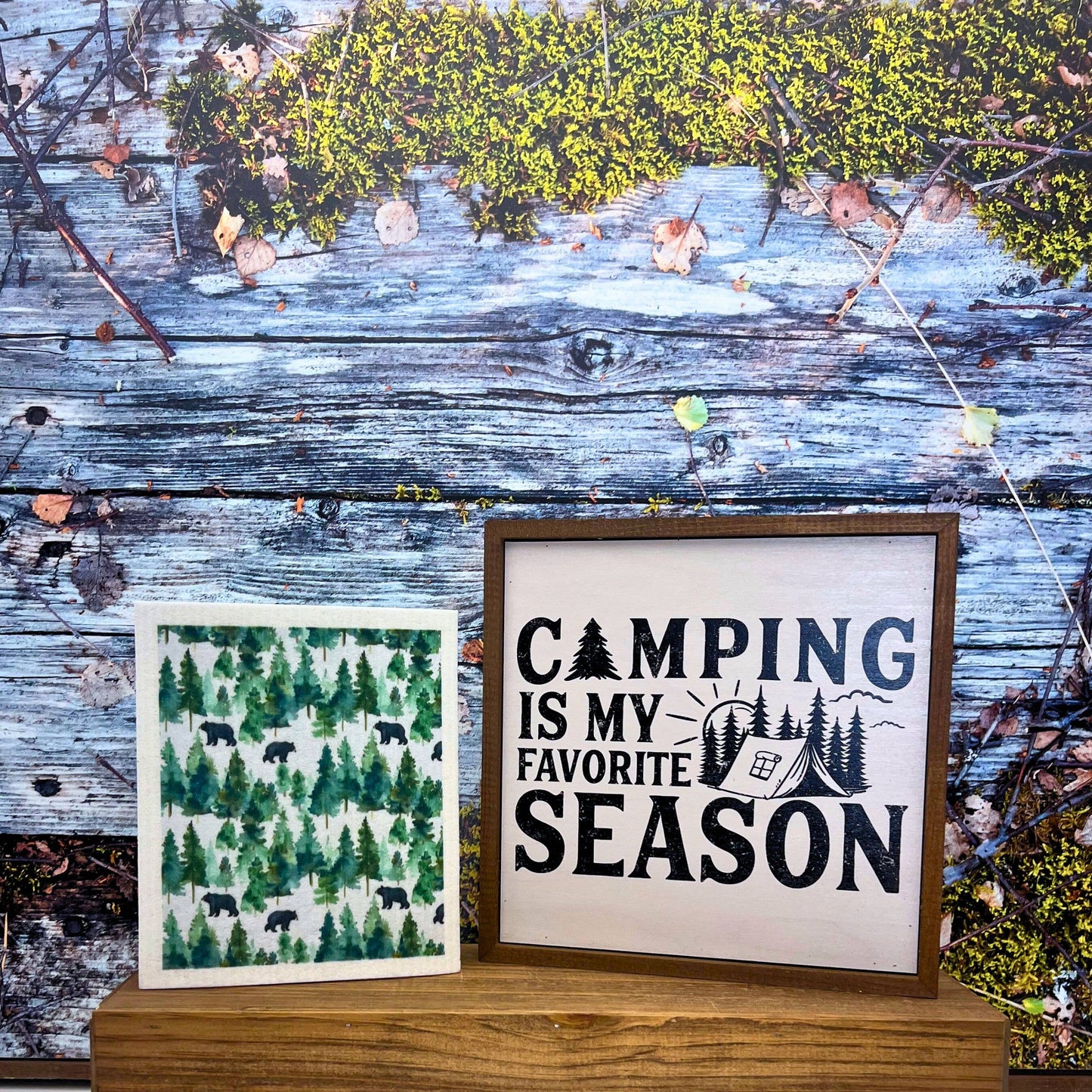 Driftless Studios - Black Bear In The Forest Swedish Dishcloths- Camping