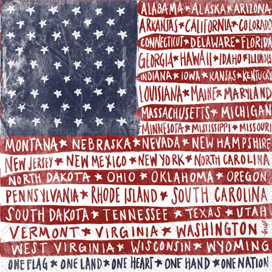 Boston International - Paper Cocktail Napkins Pack of 20 One Flag One Nation