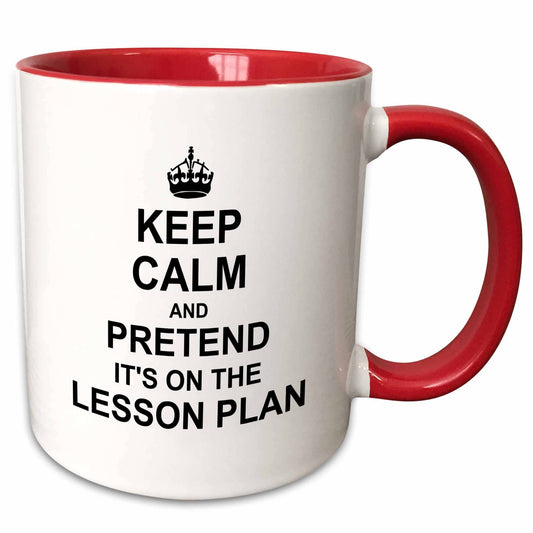 3dRose - 15oz Two-Tone Red Mug Keep Calm and Pretend its on the Lesso