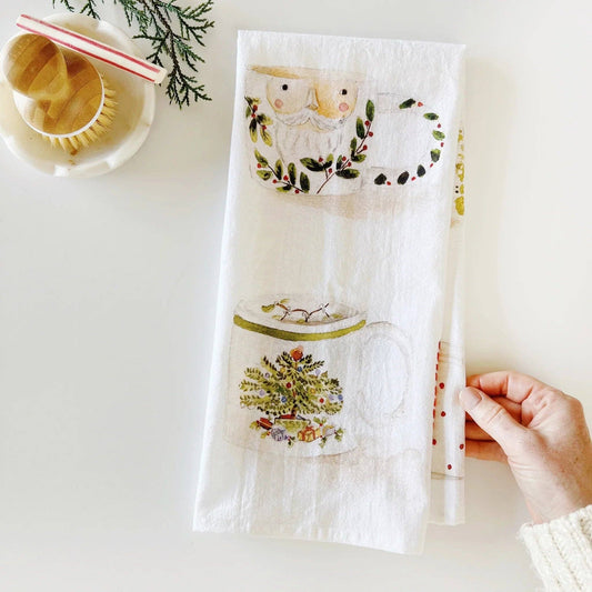 emily lex studio - Christmas mugs cotton flour sack tea towel