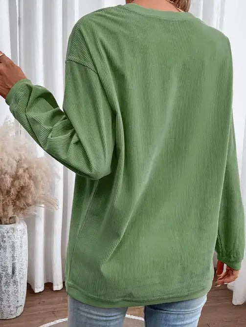 Lovesoft - Orange Long Sleeve Ribbed Corded Oversized Sweatshirt