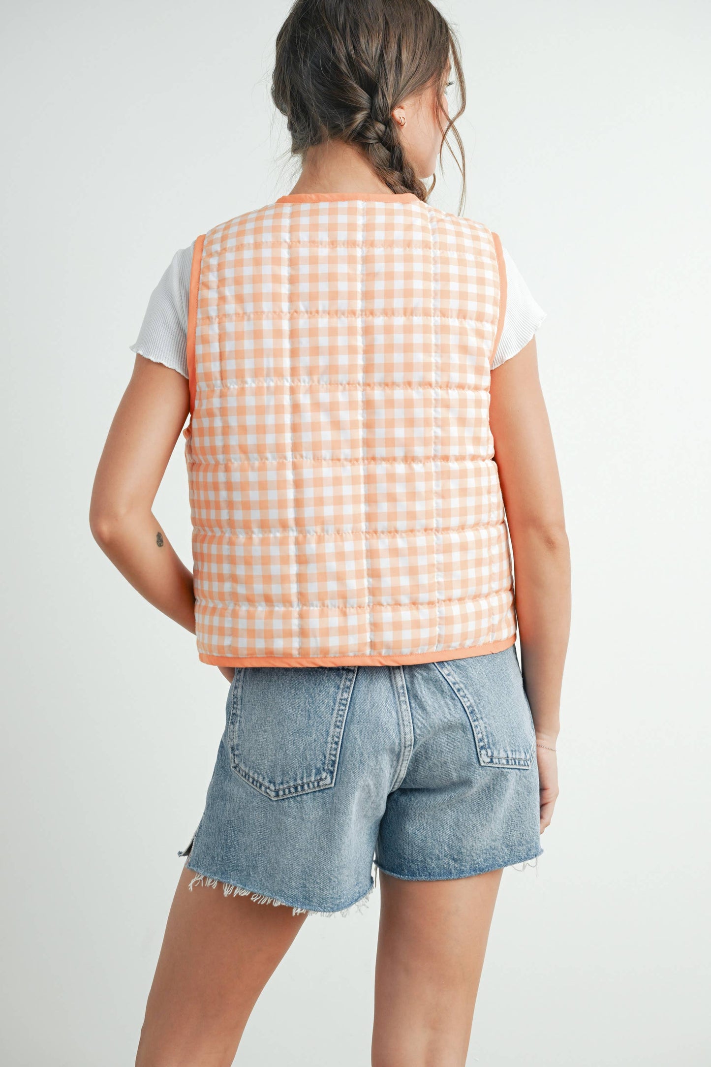 BUTTERMELON - Ribbed Front Quilted Vest - BMJ7635
