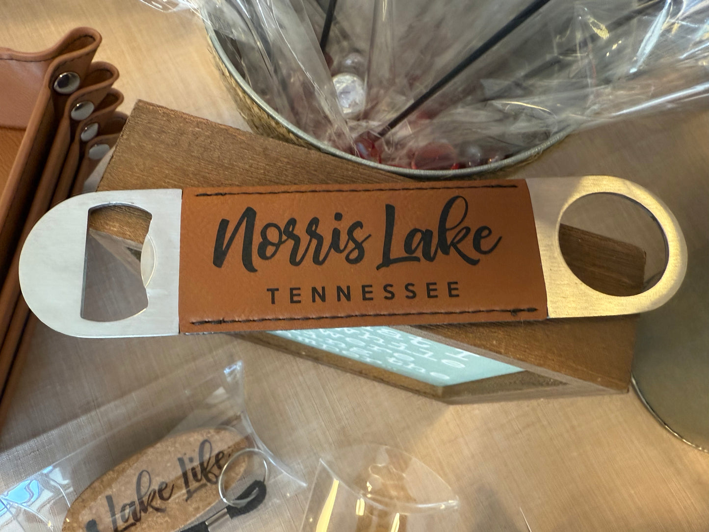 The Lillie Pad - Custom City & State Name Bottle Opener - Leatherette