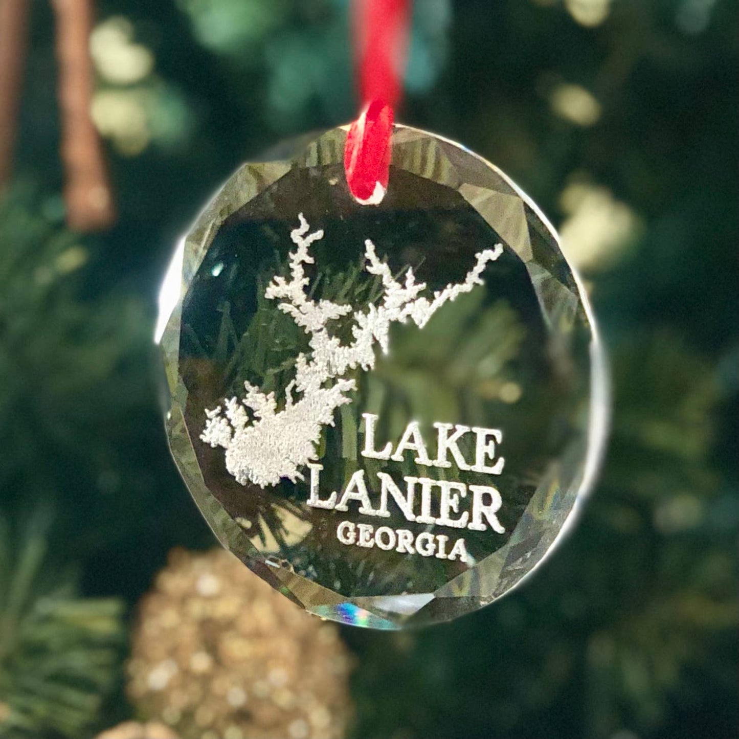 The Lillie Pad - Custom Lake Map Ornament - Etched Crystal Ornament