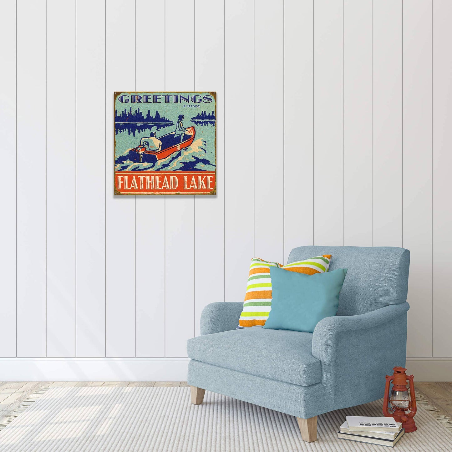 Old Wood Signs - Greetings from the Lake - Wood & Metal Wall Art