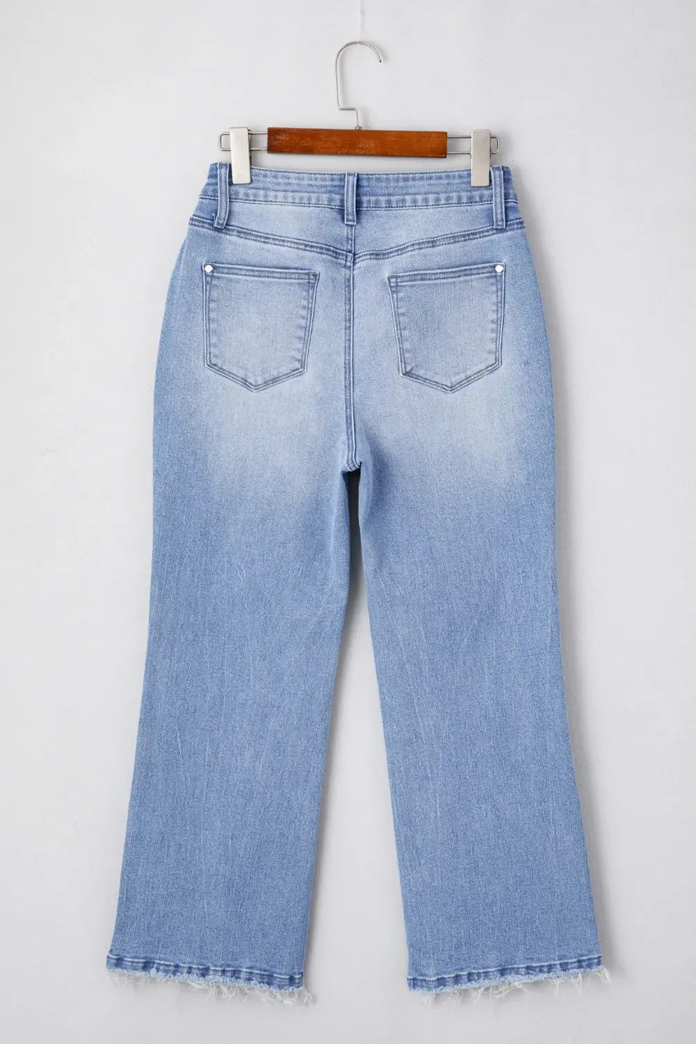 Lovesoft - Beau Blue Mineral Wash High-Waist Raw Hem Flared Jeans