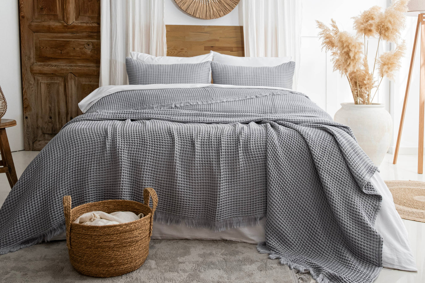 Naturloom - GOTS Certified Organic Cotton Waffle Blanket, Turkish Cotton Bedspread