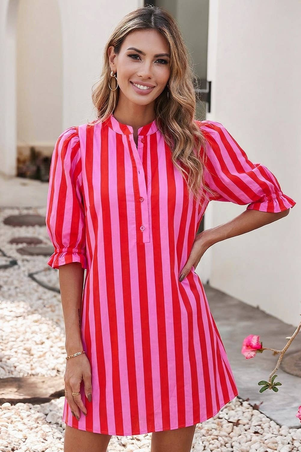 Little Daisy Closet - LDC Striped Short Sleeve Pocket Short Dress | S-4X