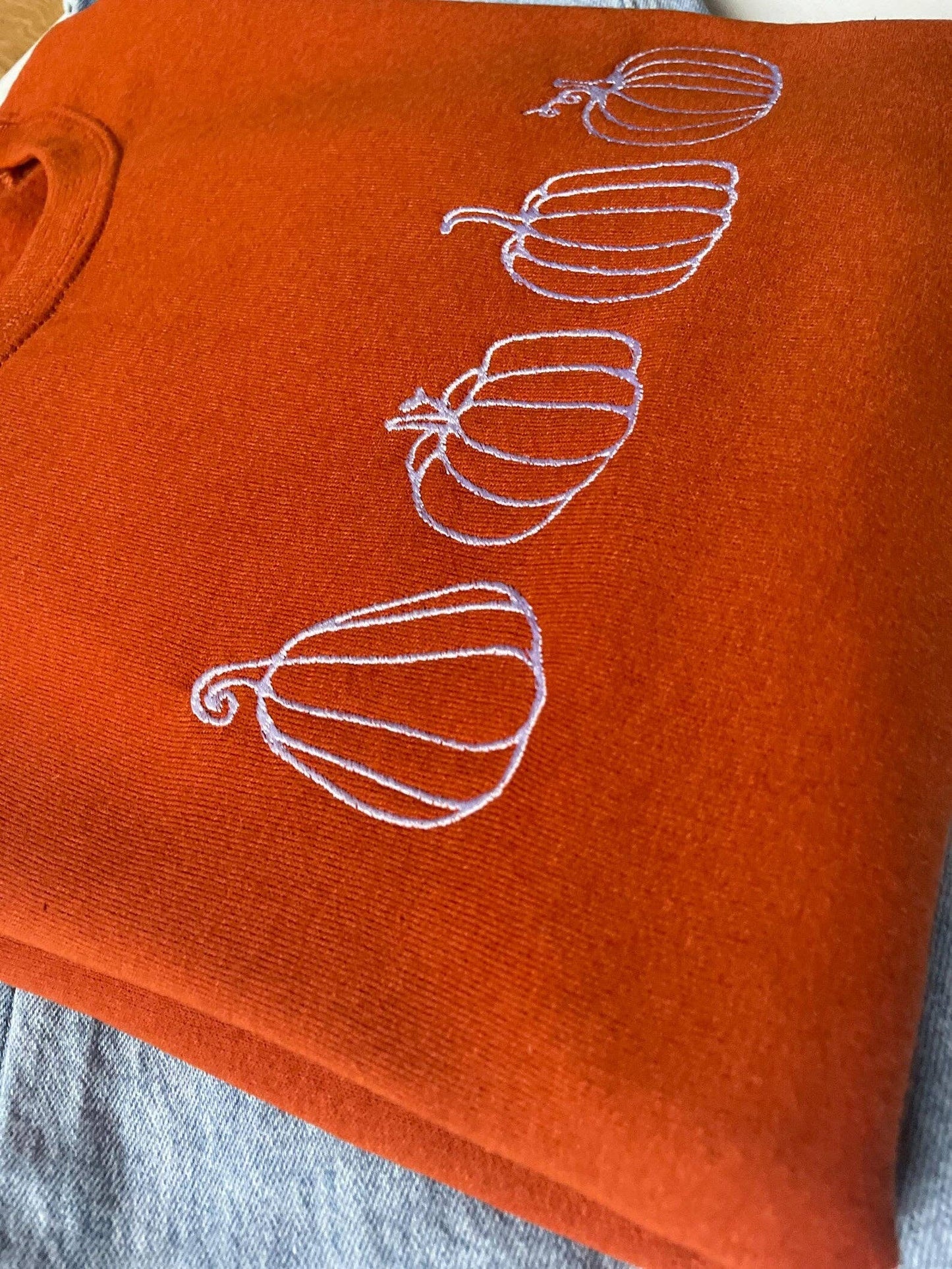 Up2ournecksinfabric - Embroidered Four Pumpkin Sweatshirt
