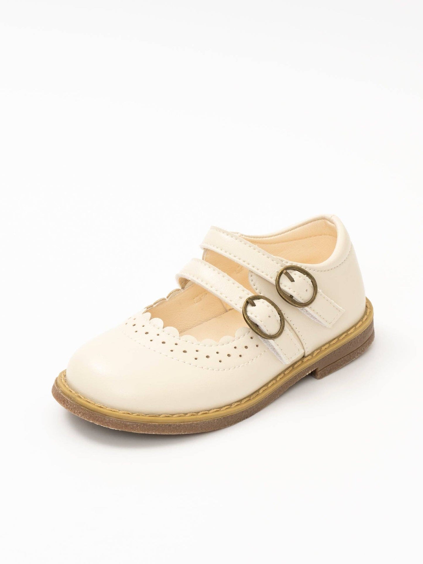 Marie Nicole Clothing - Double Buckle Mary Jane Hard Sole Shoes- Cloud White