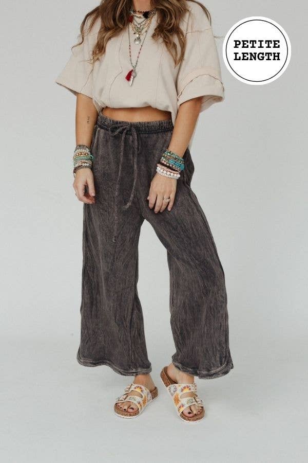 Three Bird Nest - So Comfy Wide Leg Pant Petite Length - New Charcoal