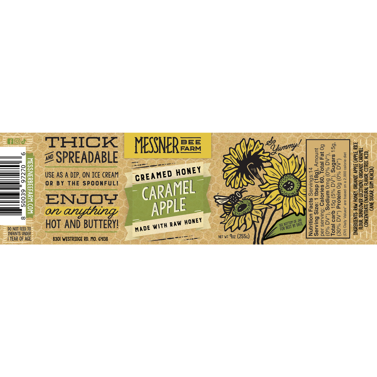 Messner Bee Farm - Caramel Apple Creamed Honey / 9oz. / Kansas City
