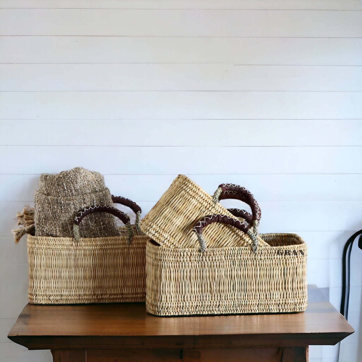 Gran Wholesale - Market Reed Storage & Leather Baskets Shopping Bag