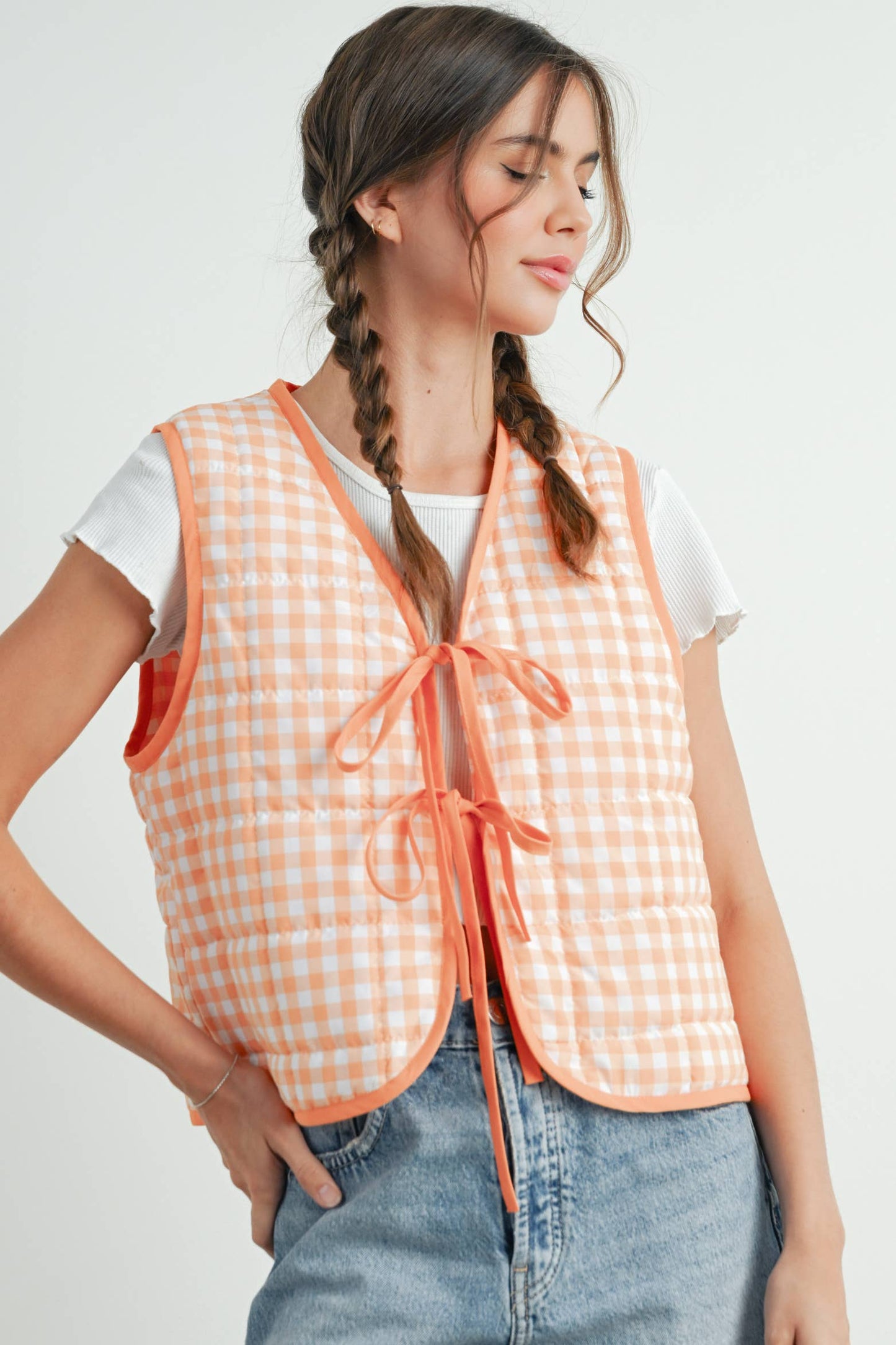 BUTTERMELON - Ribbed Front Quilted Vest - BMJ7635