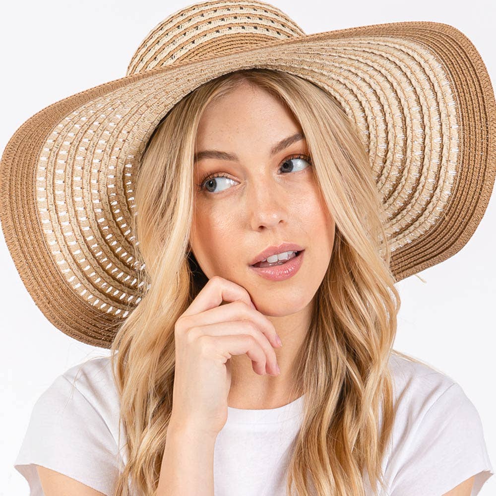 Sensibling Corp. - Striped Pattern Wide Brim Floppy Sun Hat