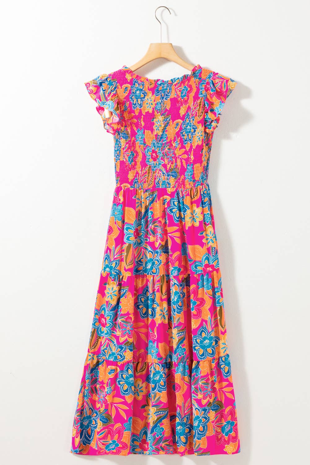 Aapparella - Women Boho Floral V Neck Ruffle Tiered Maxi Dress | S-XL