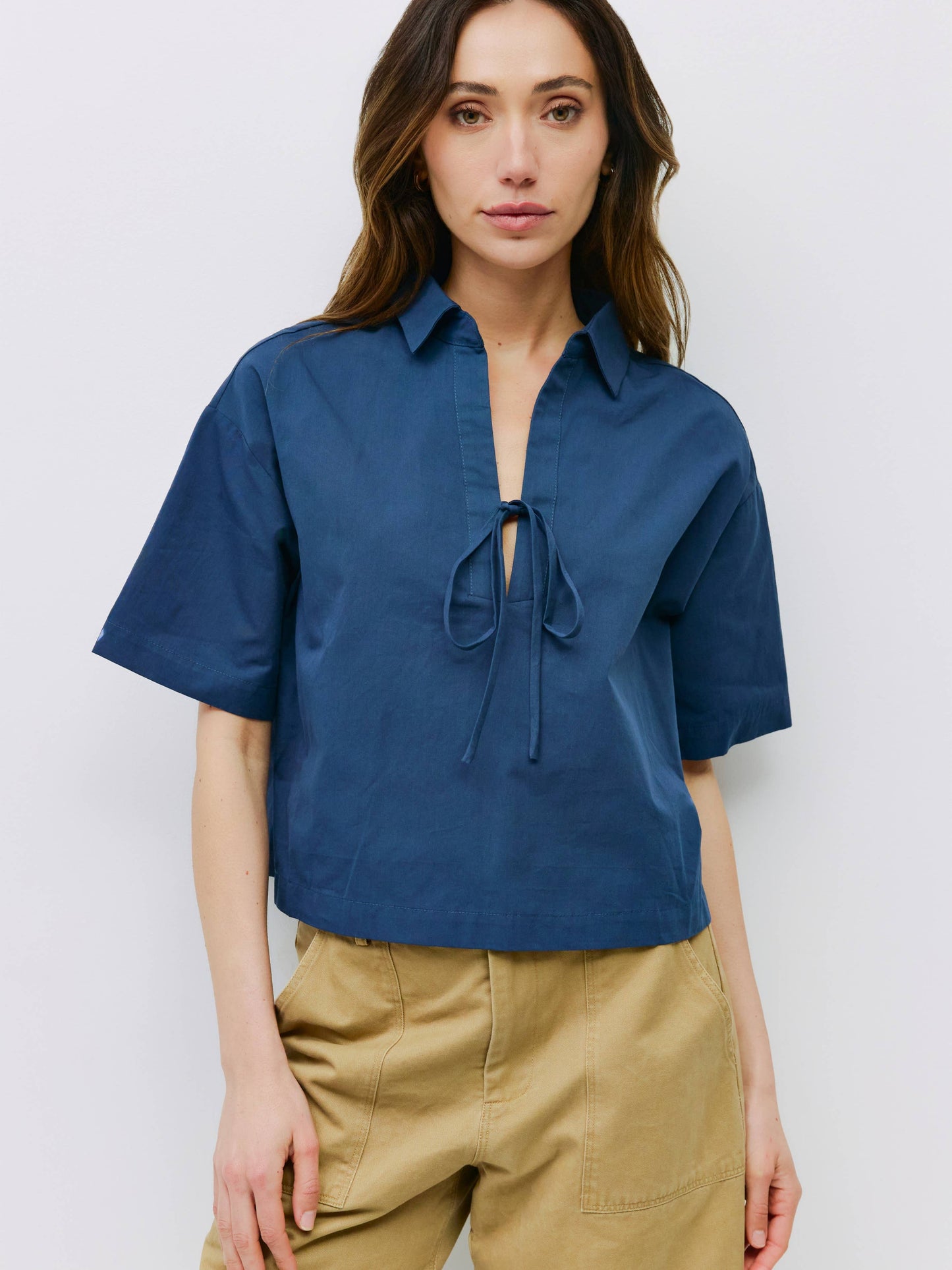 MOD REF - The Dawson Top | Front Tie Poplin Blouse