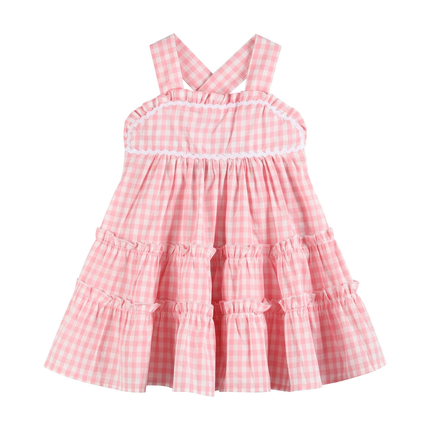 Lil Cactus - Pink Gingham Check Layered Sundress