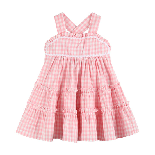 Lil Cactus - Pink Gingham Check Layered Sundress
