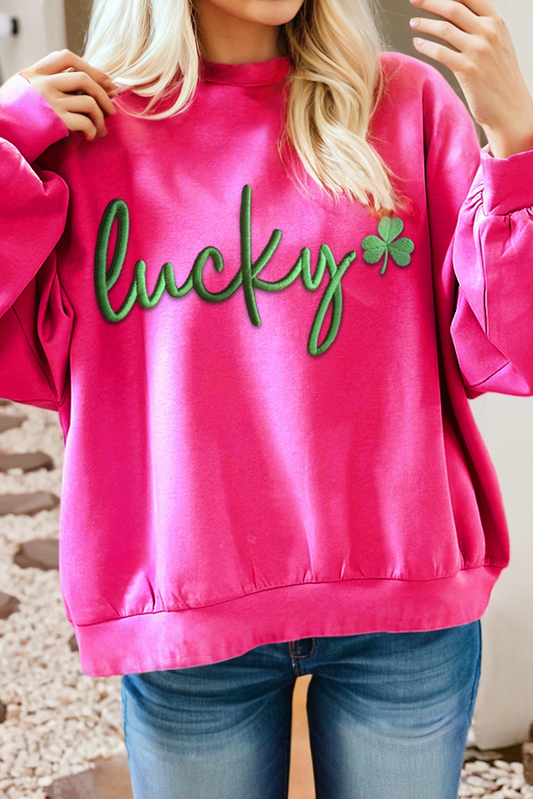 Little Daisy Closet - LDC St Patricks Lucky Embroidered Loose Pullover Sweatshirt