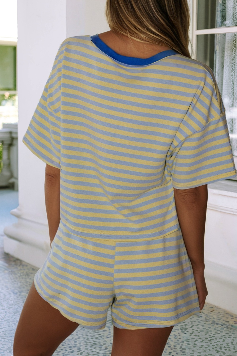 Little Daisy Closet -  LDC Stripe Drop Shoulder Boxy Casual Terry Short Set