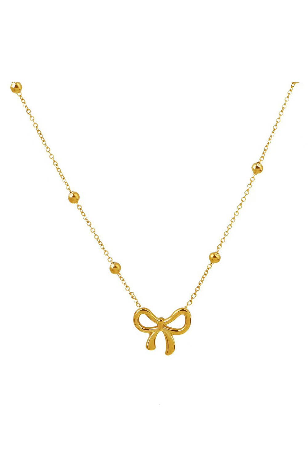 Lovesoft - Gold Bowknot Pendant Plated Choker Necklace