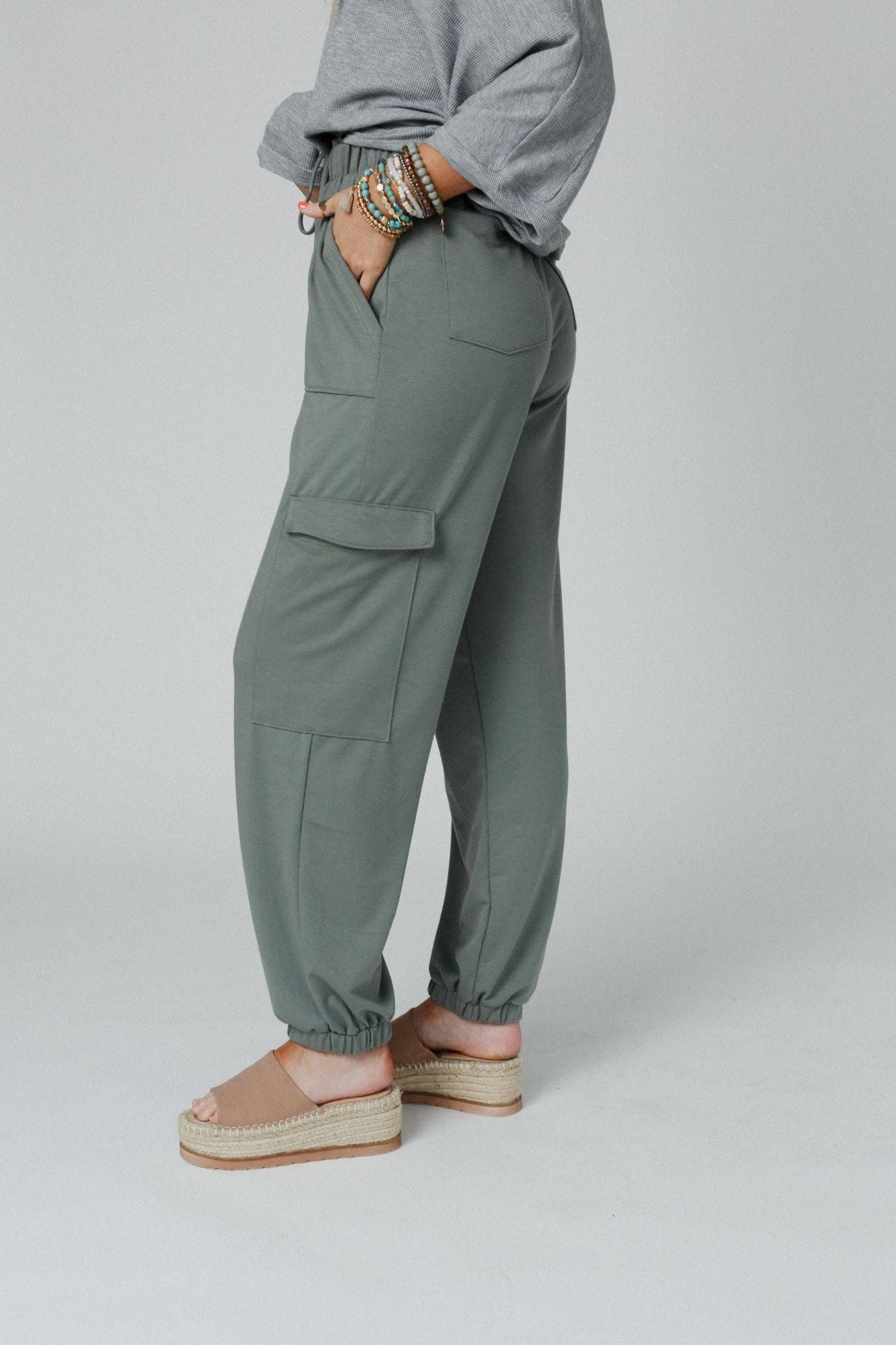 Pants-Three Bird Nest - Easy Mornings Cinched Pants - Light Olive