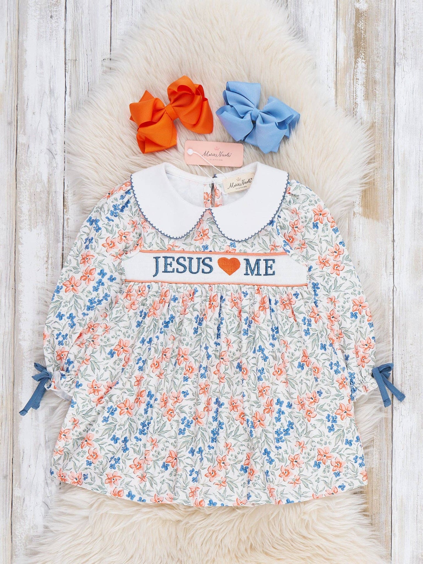 Marie Nicole Clothing - Graceful Floral "Jesus Loves Me" Dress