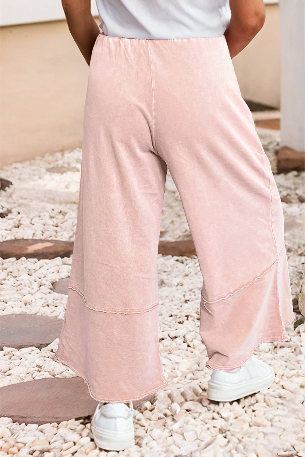 Little Daisy Closet -  LDC Floral Patch Mineral Washed Terry Knit Cropped Pants