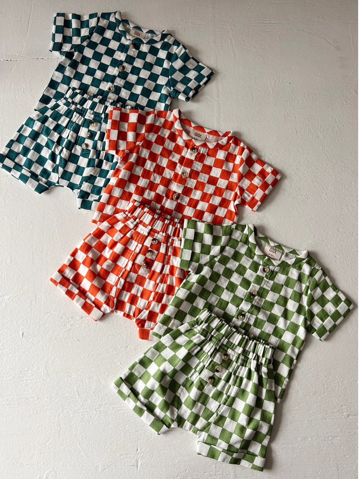 SIIX Collection - Tangerine Checkerboard / Organic Finley Set (Baby - Kids)