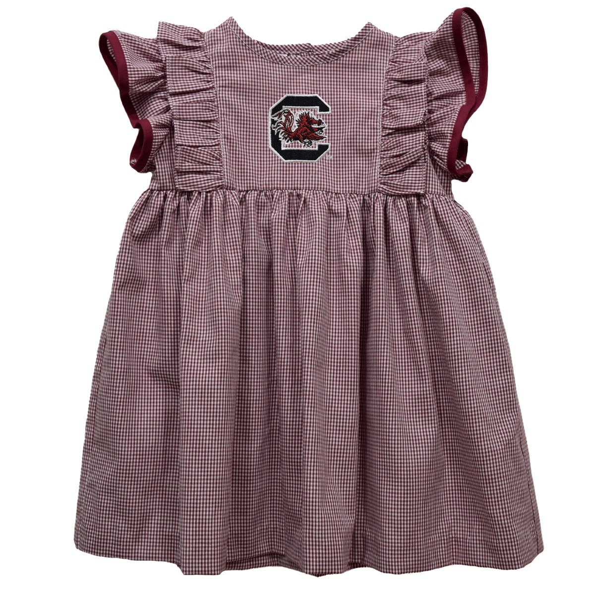 Vive La Fete - South Carolina Gamecocks Embroidered Gingham Ruffle Dress