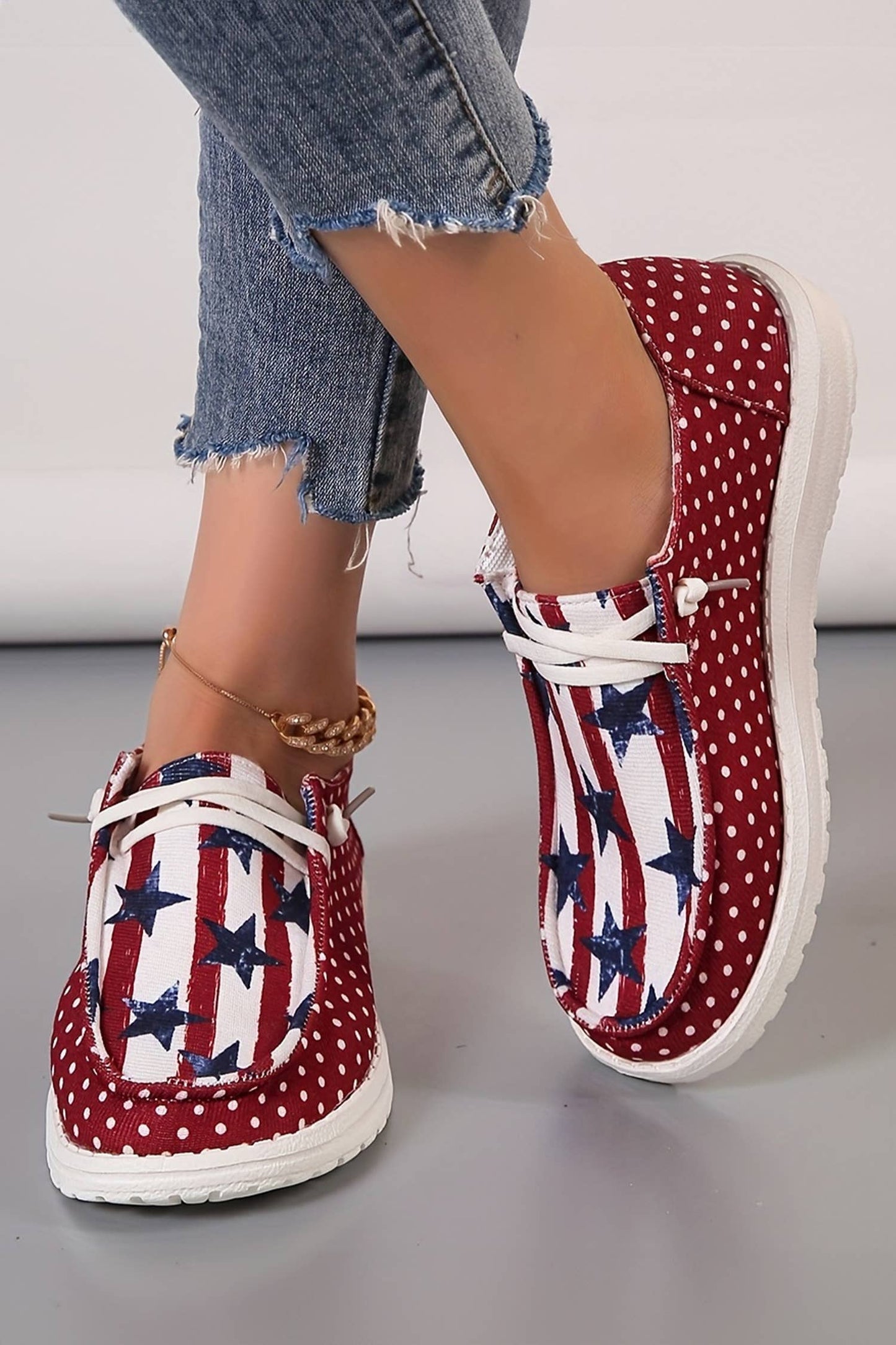 Little Daisy Closet - LDC Polka Dot Stars and Stripes Independent Day Casual Shoes